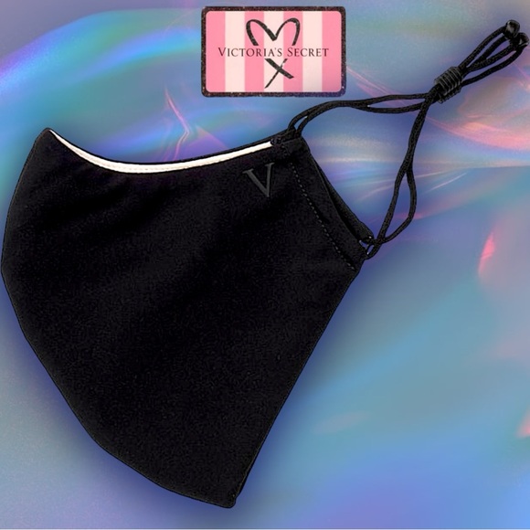 Victoria's Secret Reusable Face Mask Black & pink soft Face Mask NWT - Picture 3 of 8